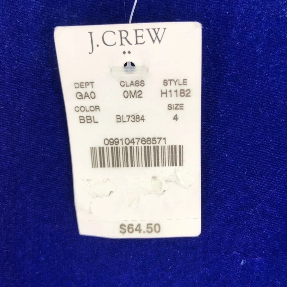 J Crew Drapey Velvet Top Womens 4 Velour Grunge Preppy Sapphire Jewel Tone NWT
